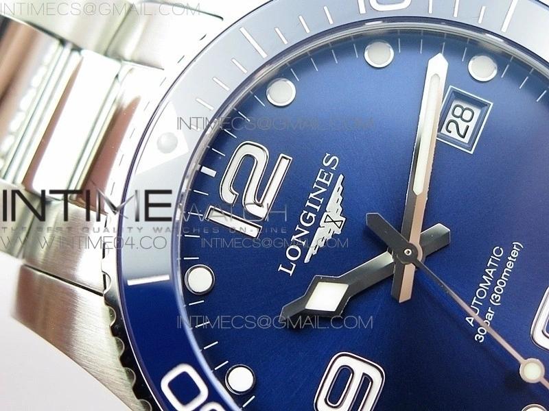 Conquest L3.840.4.56.6 Real Ceramic Bezel SS ZF 1:1 Best Edition Blue dial On SS Bracelet A2824